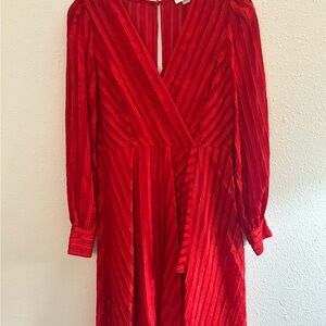 Calvin Klein Vibrant Red Long Sleeve Dress